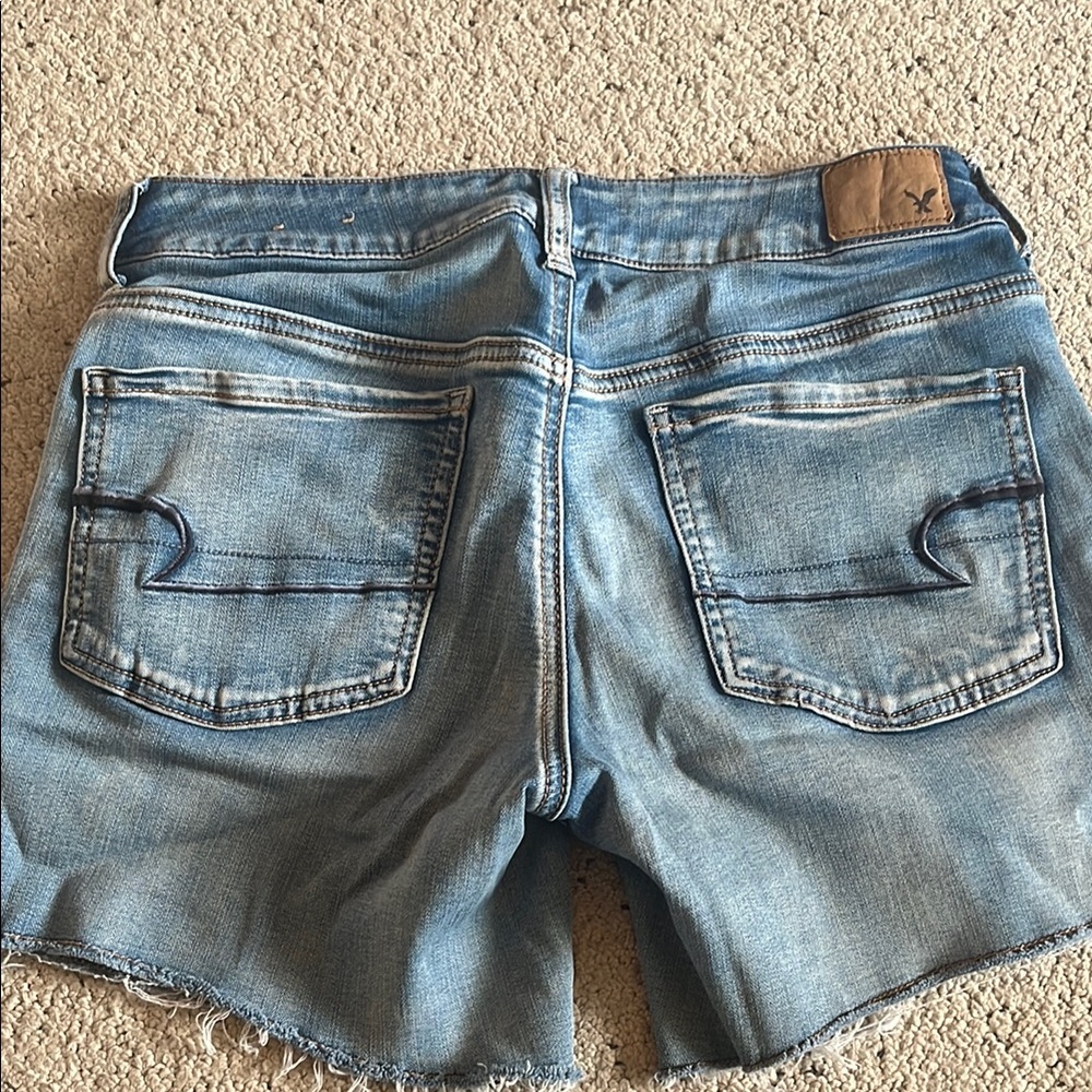 American Eagle Outfitters Super Stretchy Blue Jean Shorts Distressed Casual